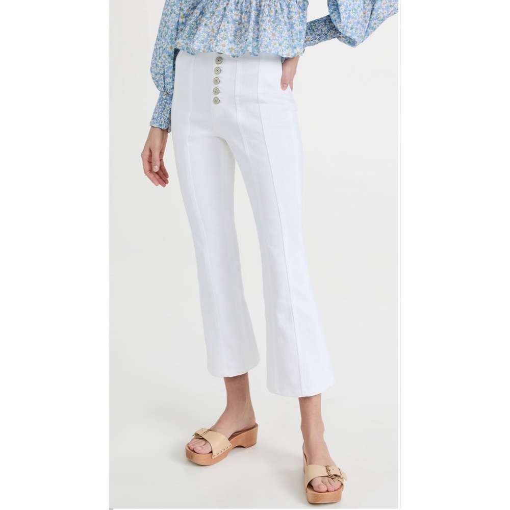 Cinq à Sept Meryl Cropped Flare Leg Jeans in White, Size 12, New w/Tag